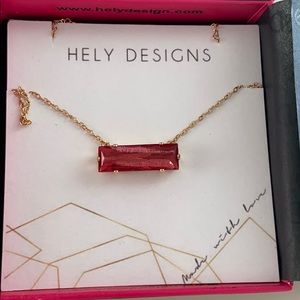 Pink-red stone necklace